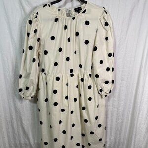Who What Wear Women's Polka Dot Balloon Sleeve Dress – Long Sleeve, Tie-Back
